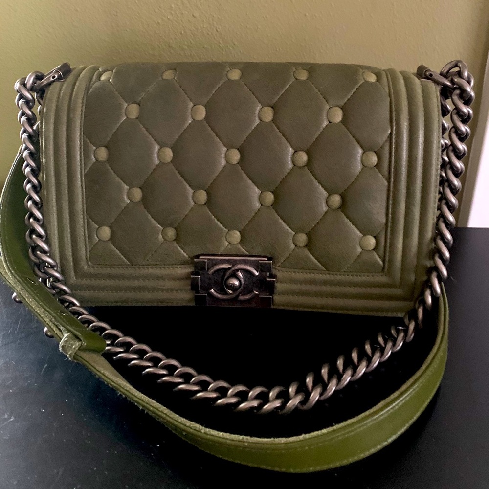 Authentic Chesterfield Goatskin Chanel Boy Bag